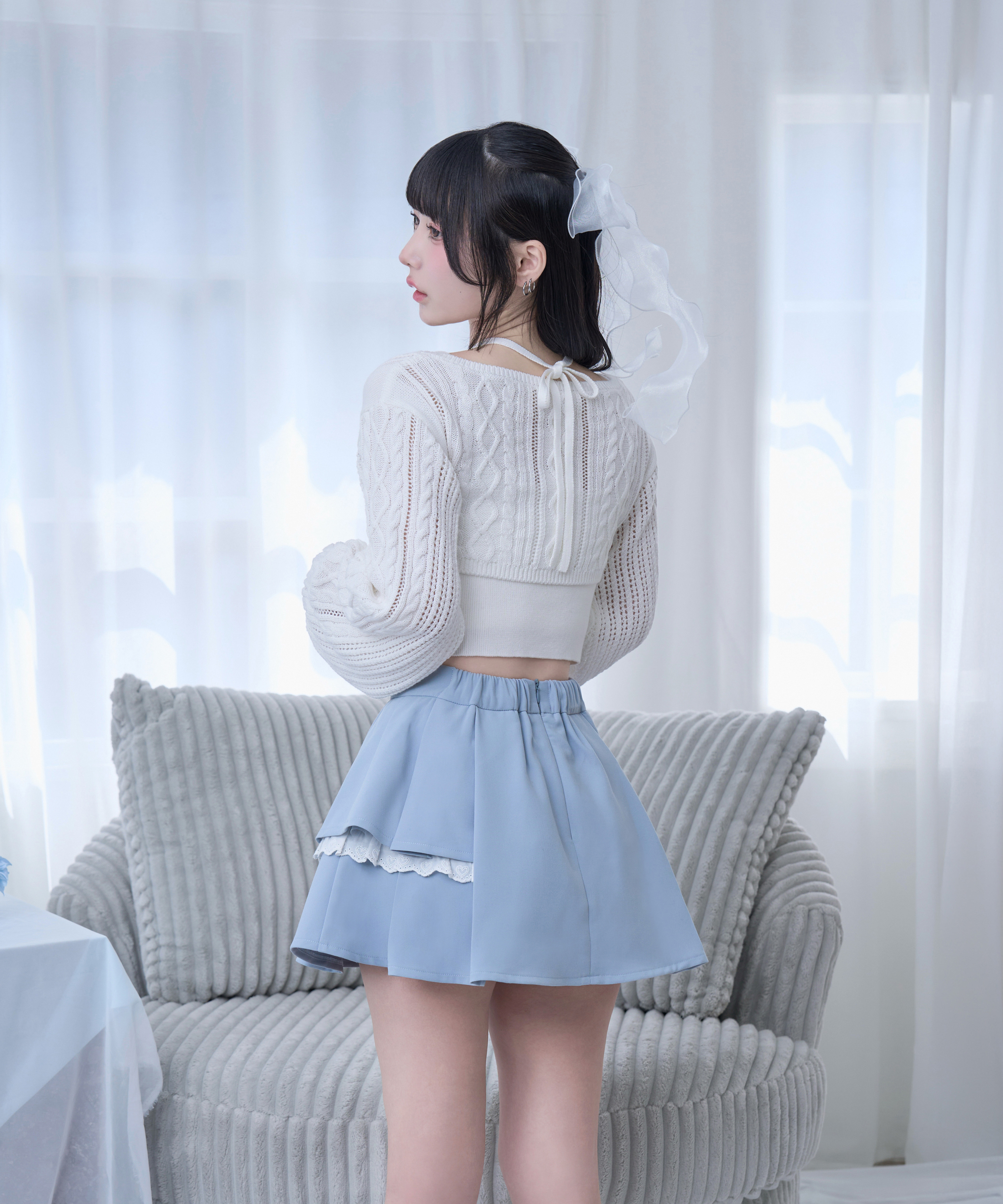 【逃げ水あむcollaboration】透かし編みアンサンブルニット