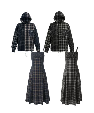 ドッキングチェックフーディシャツ キャミワンピ SET FAIR