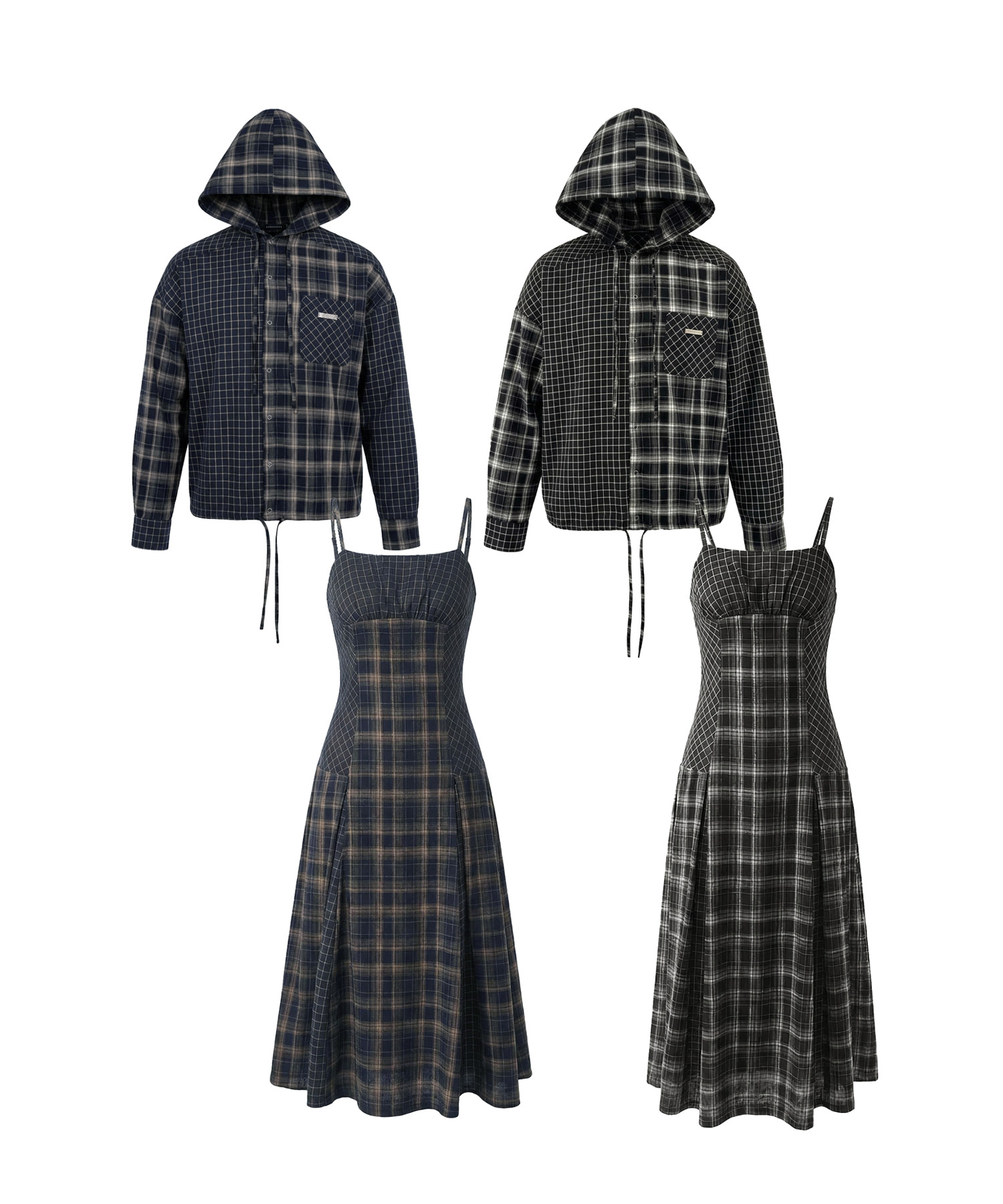 ドッキングチェックフーディシャツ キャミワンピ SET FAIR