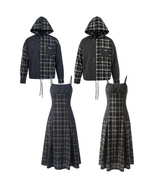 ドッキングチェックフーディシャツ キャミワンピ SET FAIR
