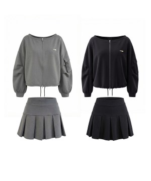 ワンショルジッププルオーバー プリーツカットソースカパン SET FAIR