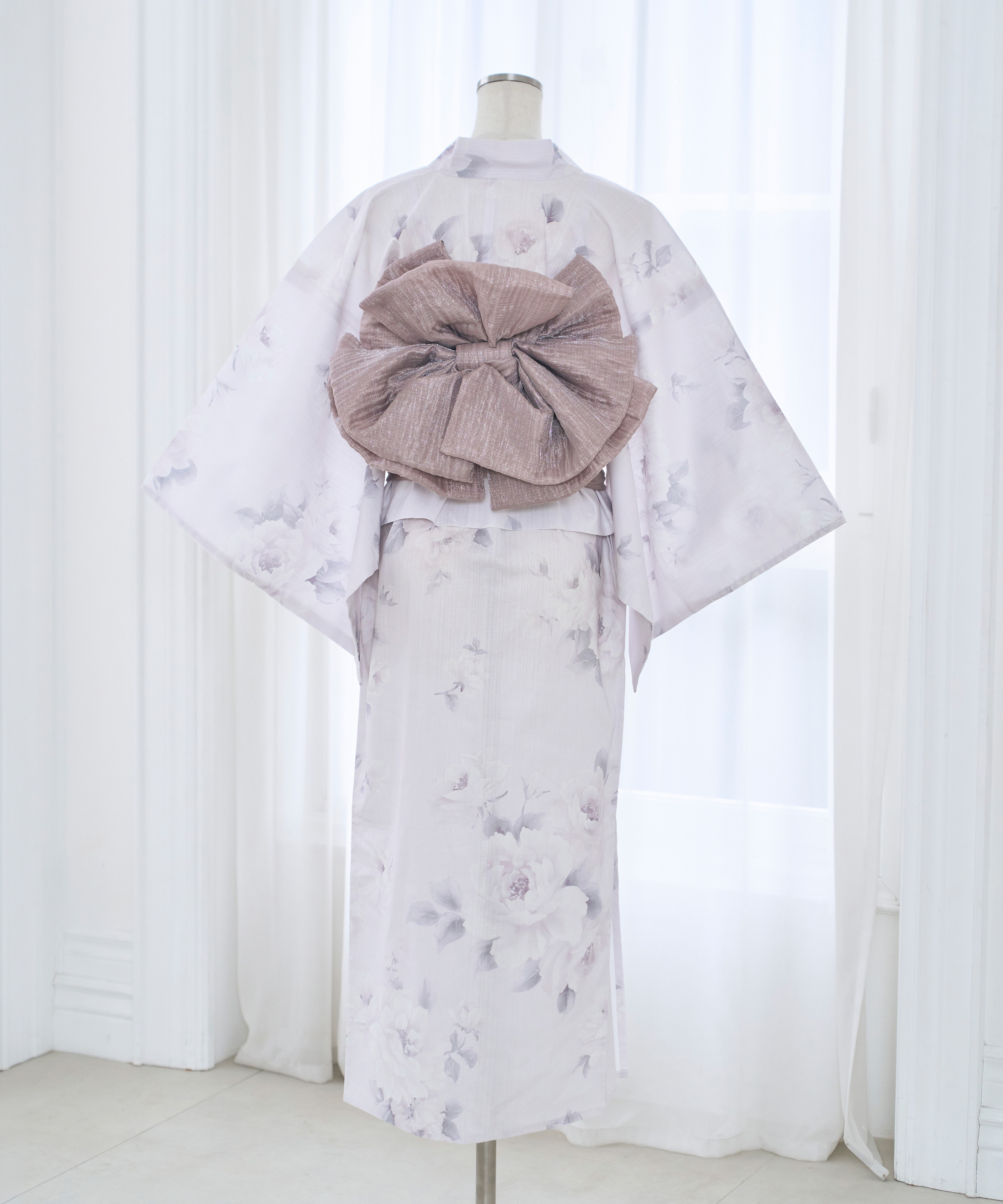 【Kazarihimo set】Pastel flower separate yukata set