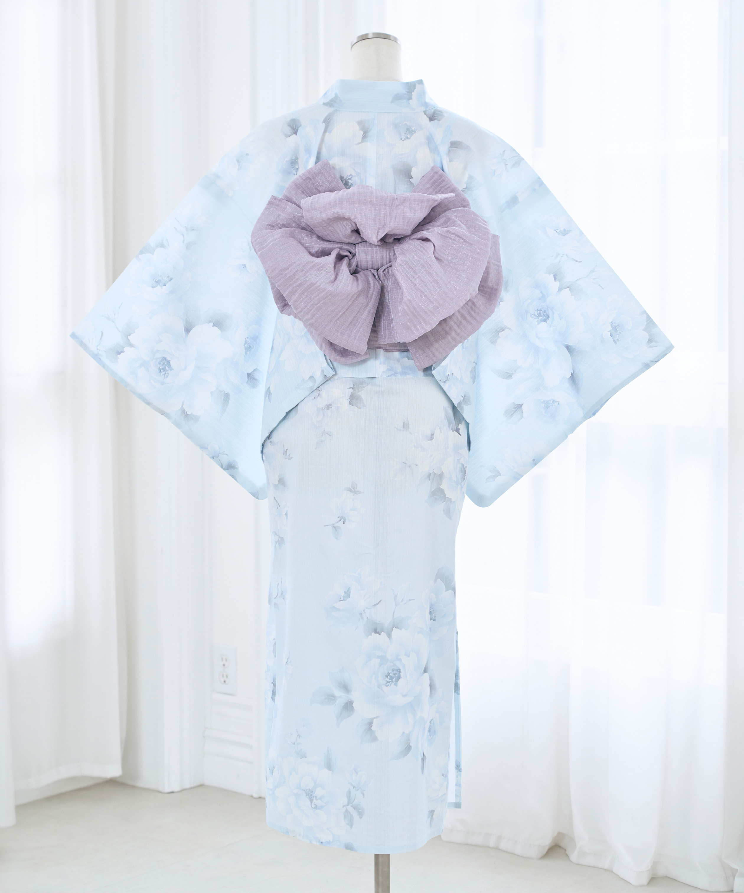 【Kazarihimo set】Pastel flower separate yukata set