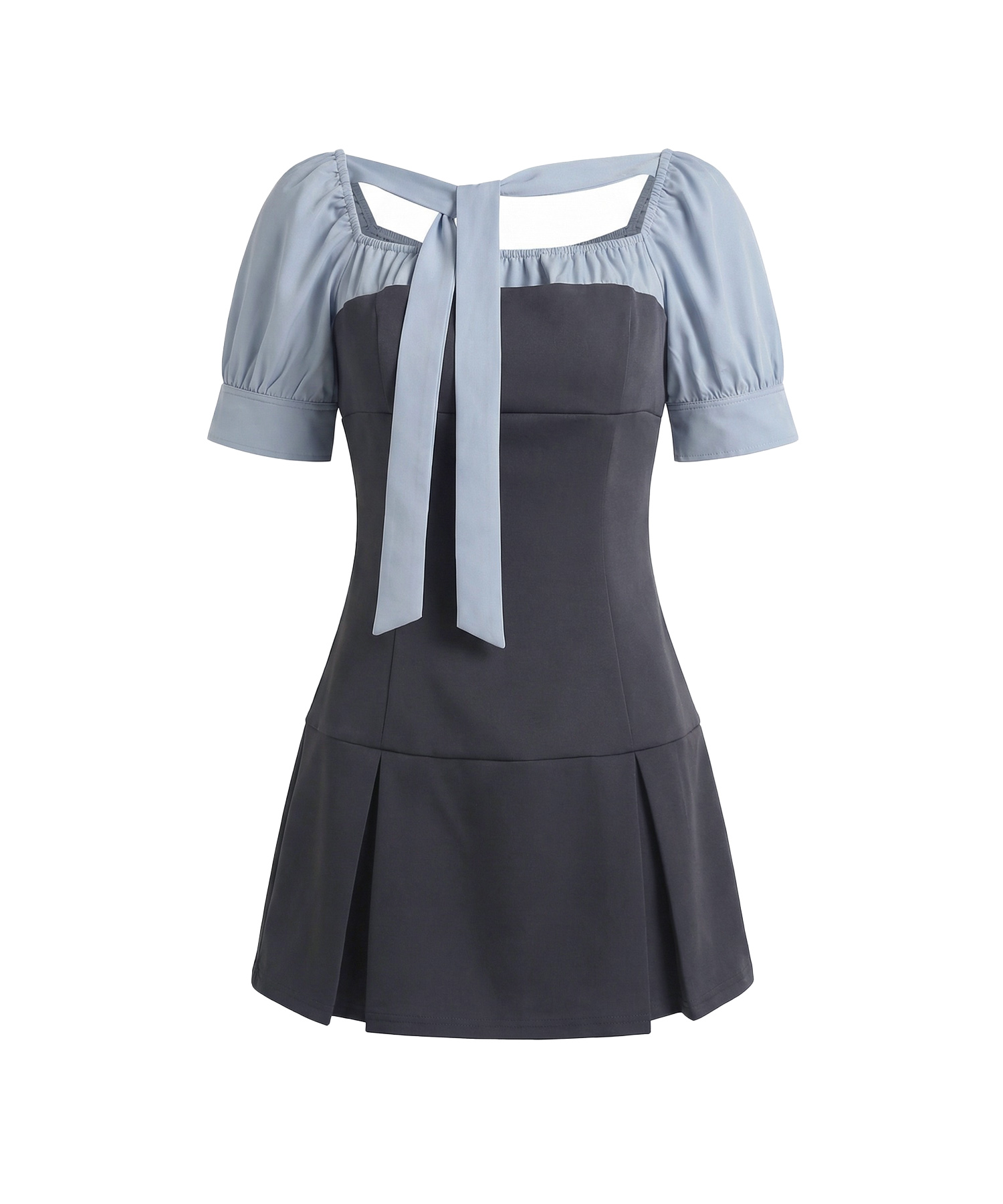 ブラウスレイヤードカットミニワンピ