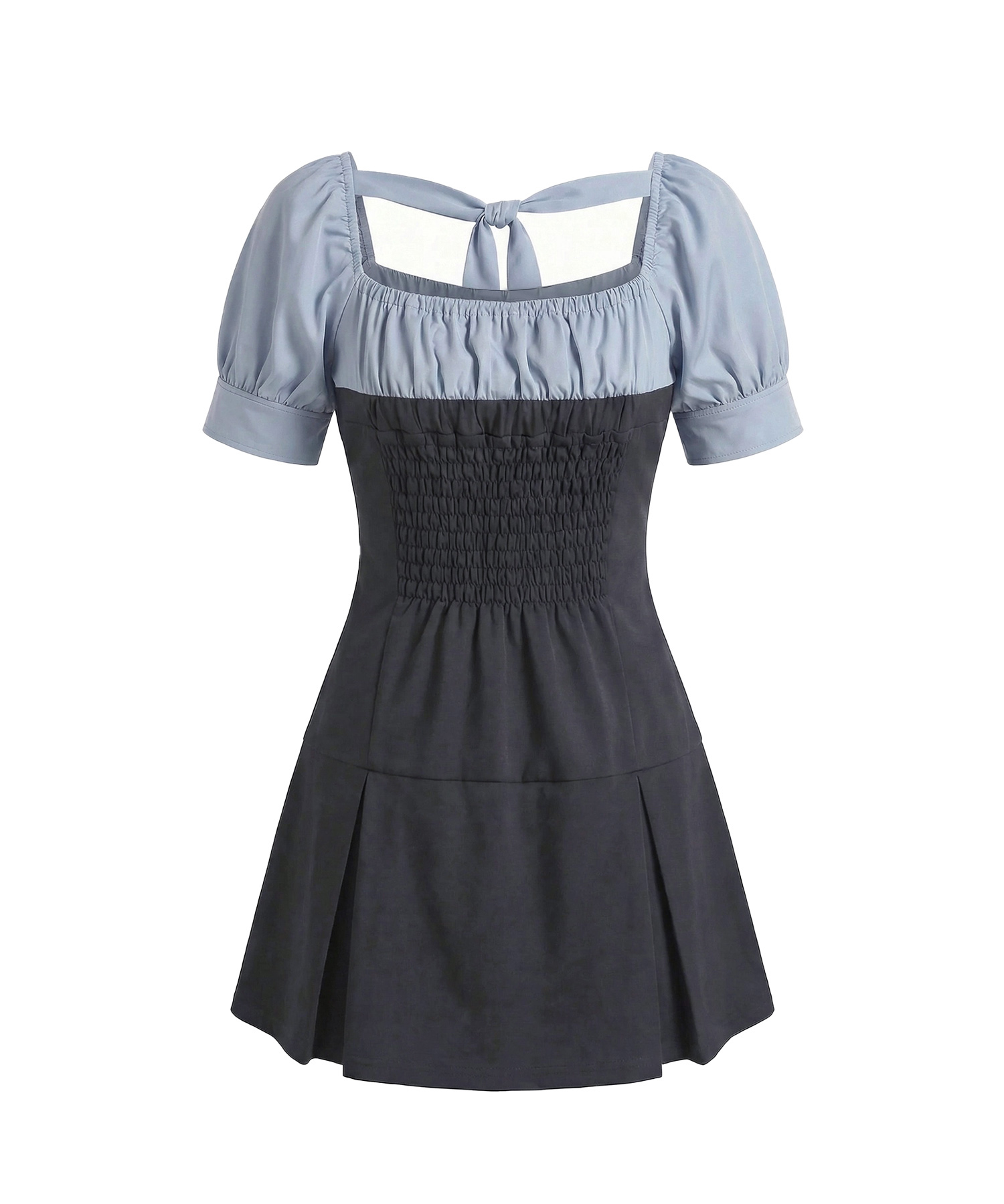 ブラウスレイヤードカットミニワンピ