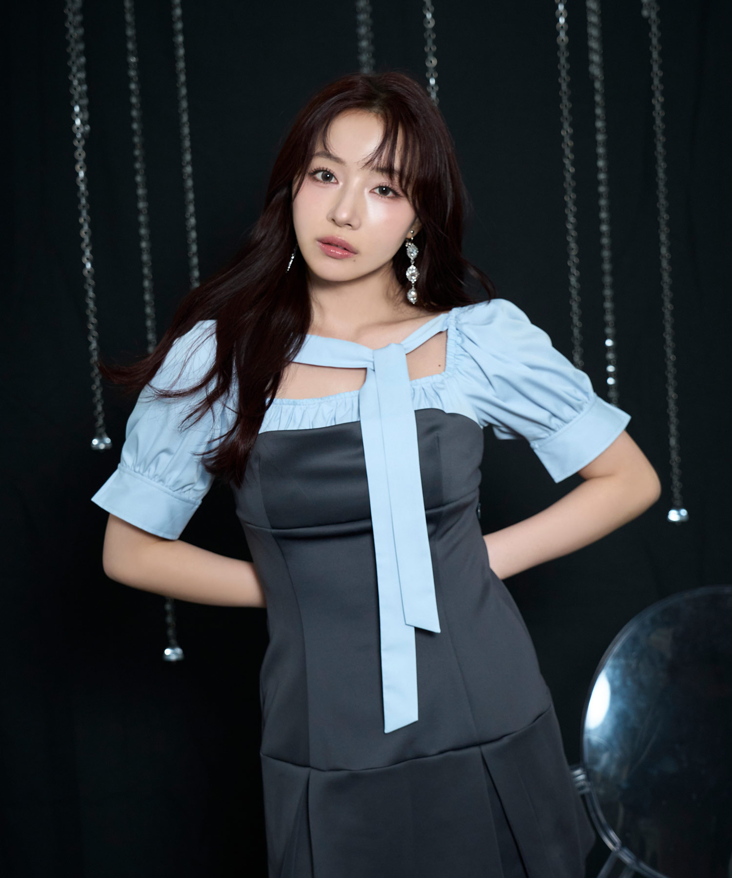 ブラウスレイヤードカットミニワンピ