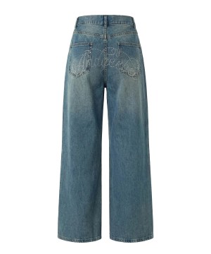 【梅田エスト予約販売】ラインストーンデニムパンツ