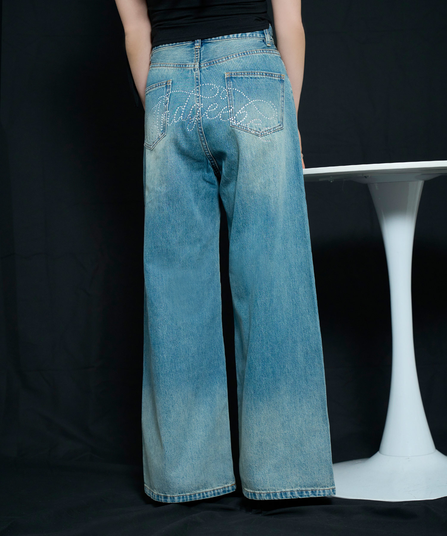 ラインストーンデニムパンツ
