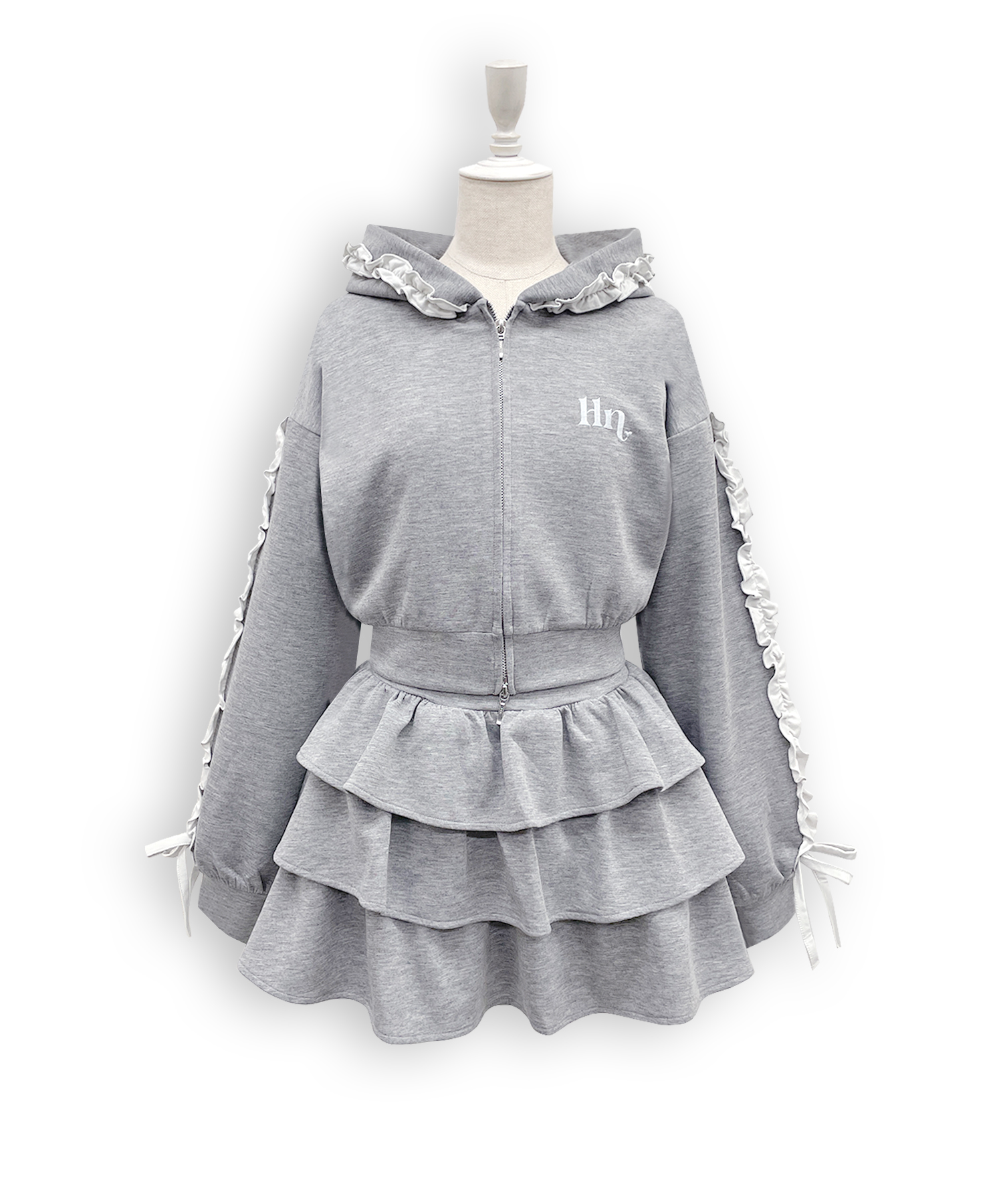 カラーフリルパーカーセットアップ