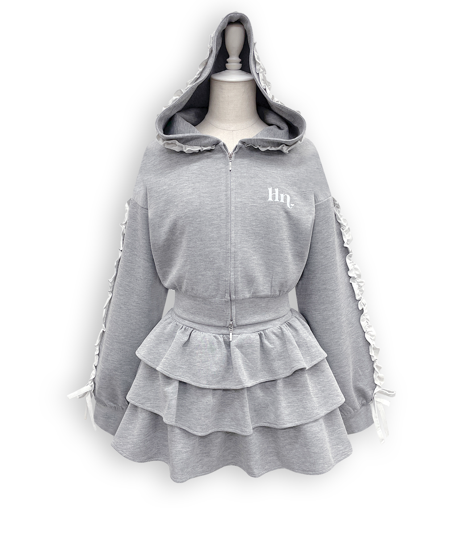 カラーフリルパーカーセットアップ