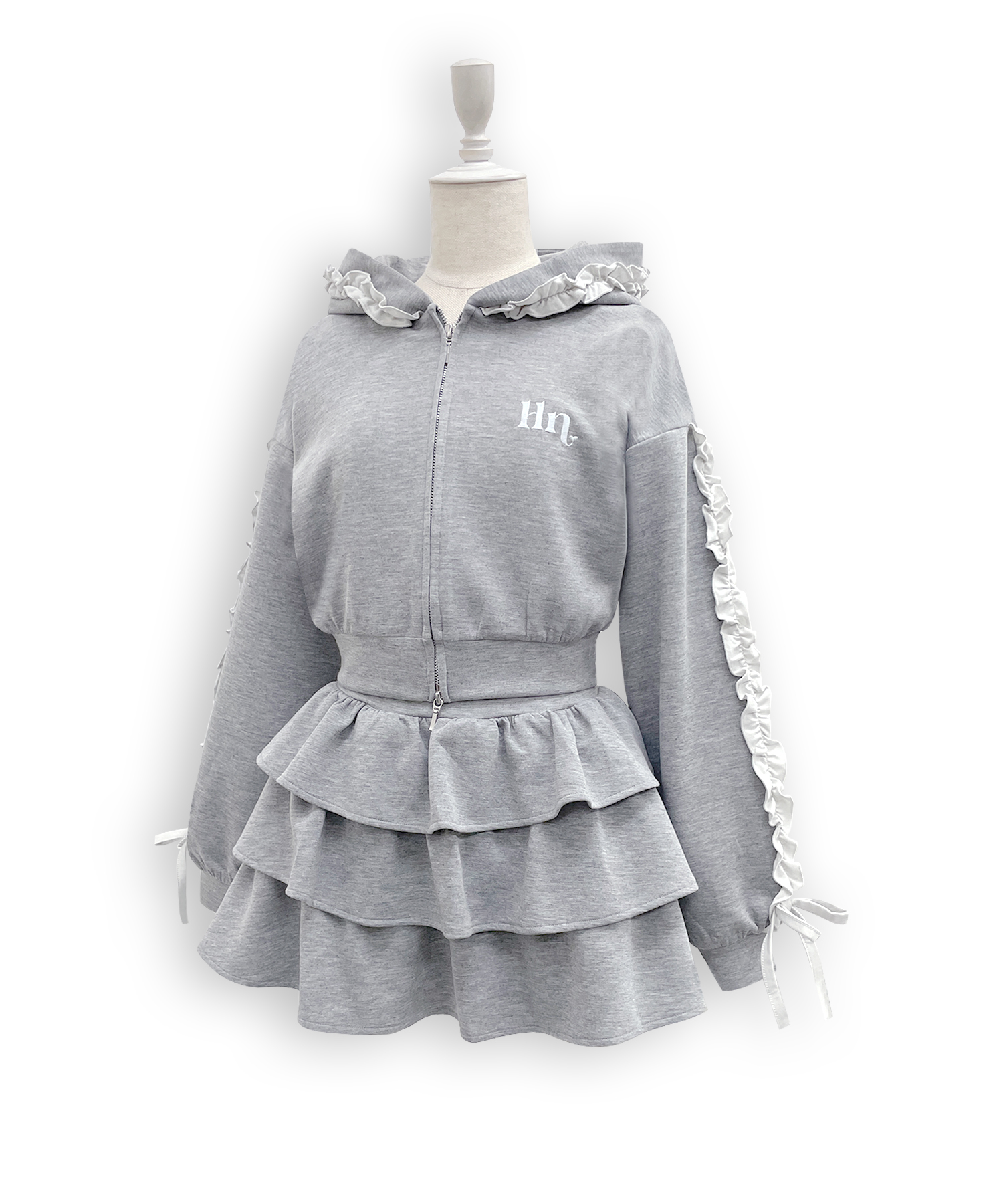 カラーフリルパーカーセットアップ