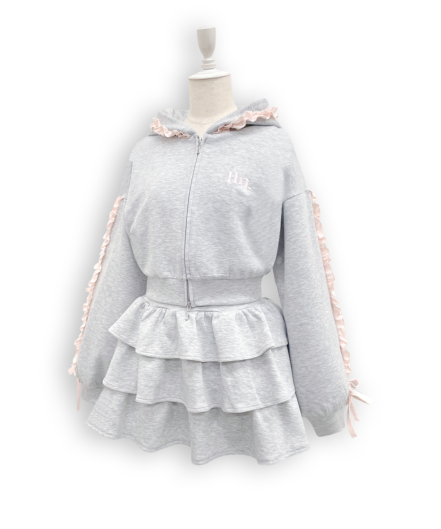 カラーフリルパーカーセットアップ