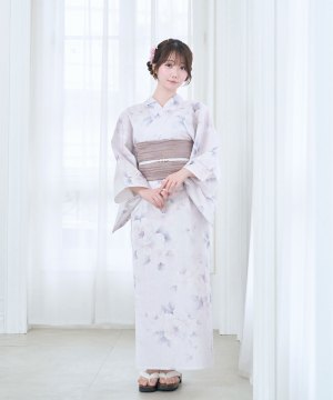 【Kazarihimo set】Pastel flower separate yukata set