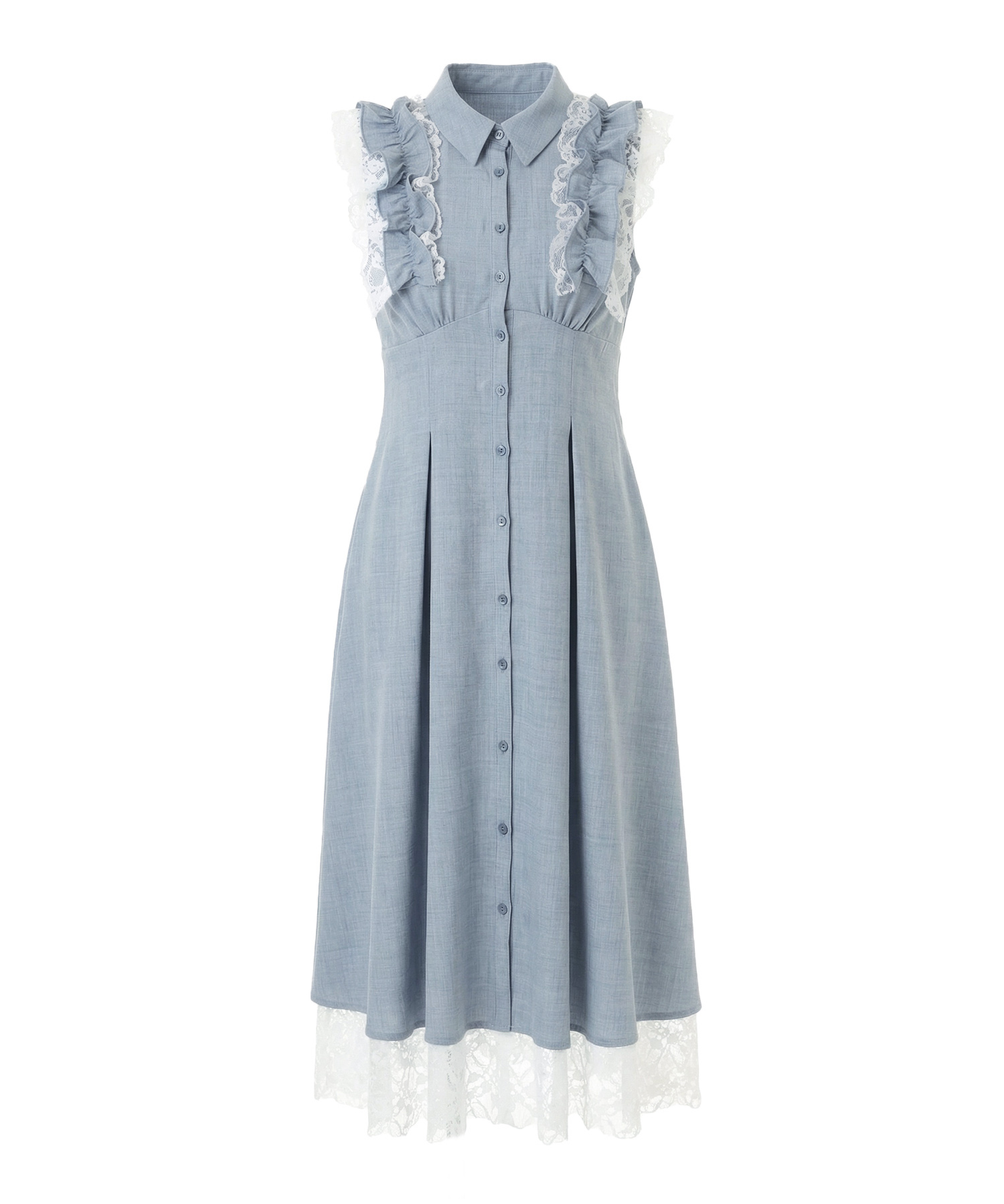 Lace layered shirt dress