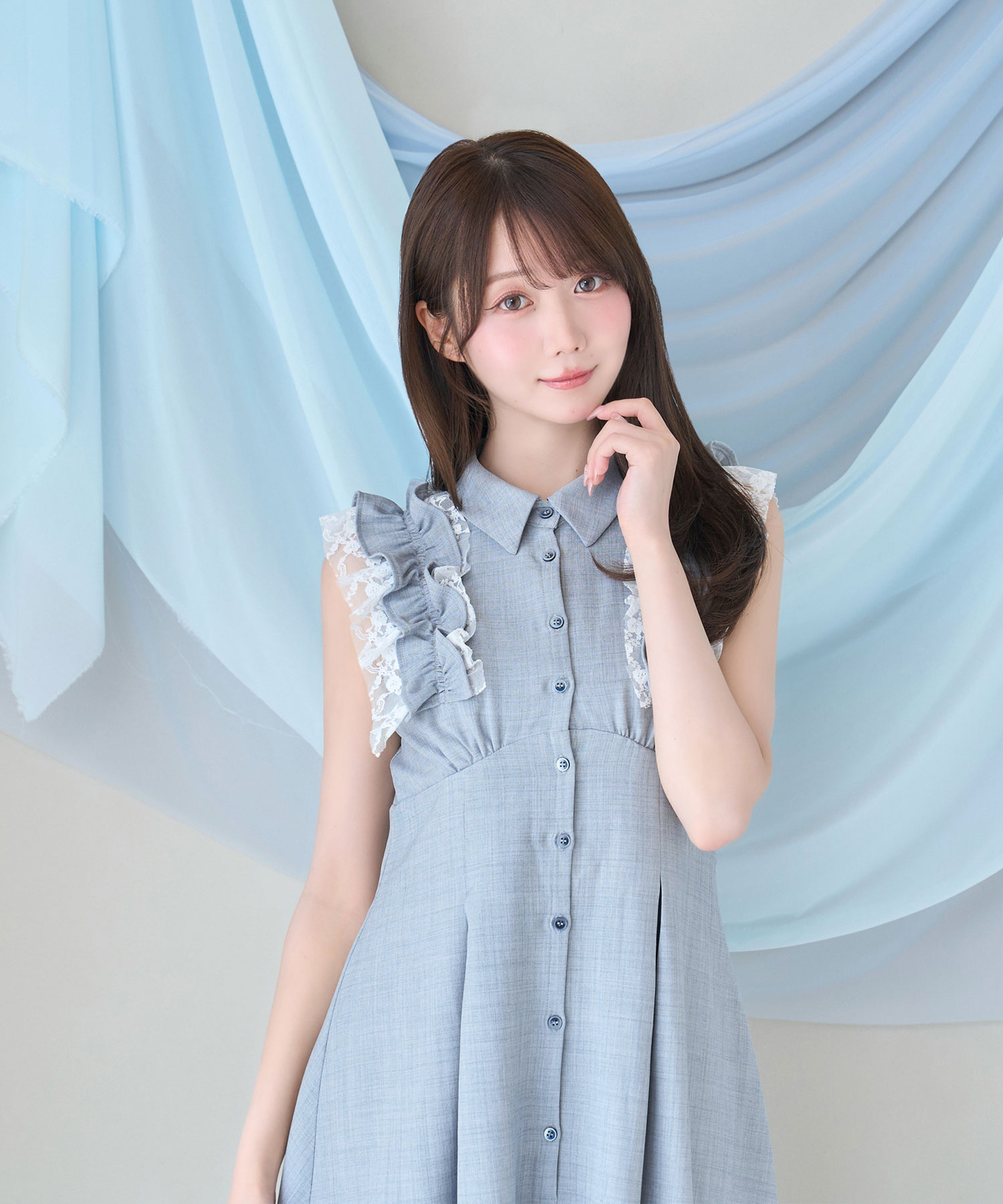 Lace layered shirt dress