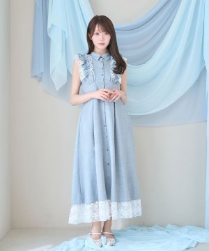 Lace layered shirt dress