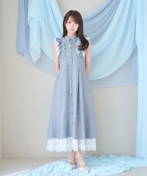 Lace layered shirt dress