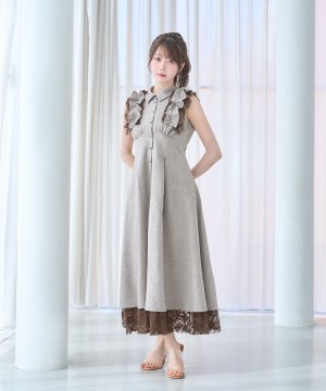 Lace layered shirt dress