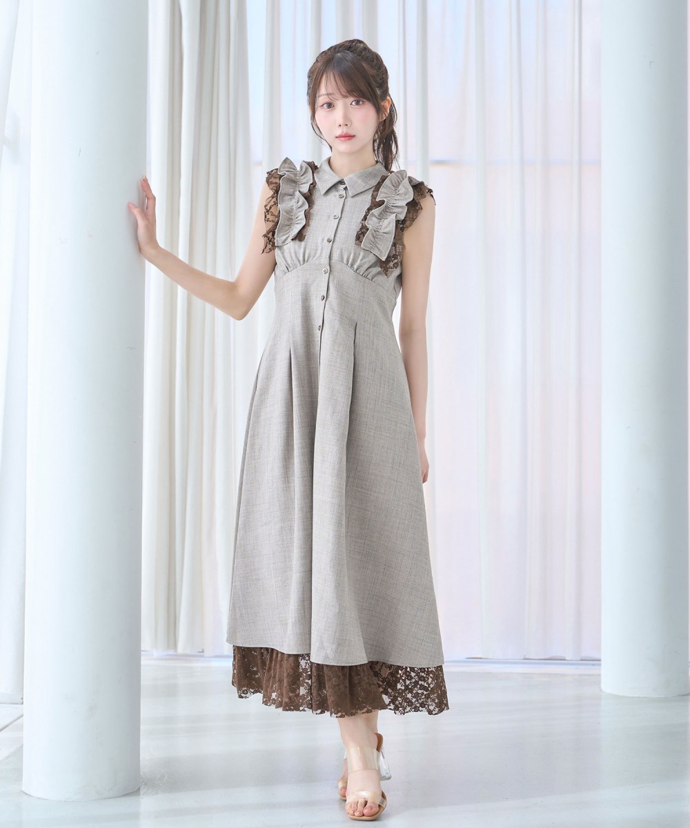 Lace layered shirt dress  BUNNY APARTMENT