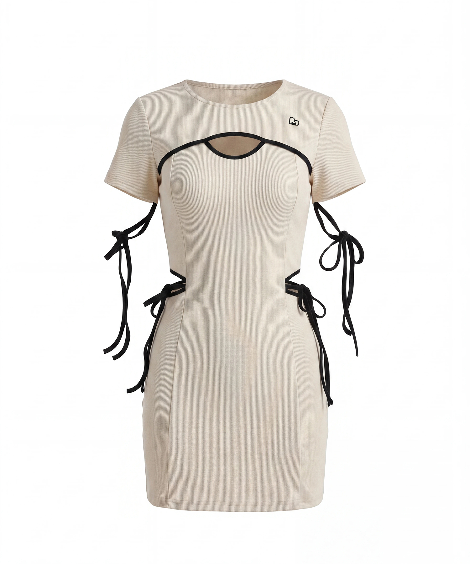 パイピングカットアウトワンピース / アイボリー