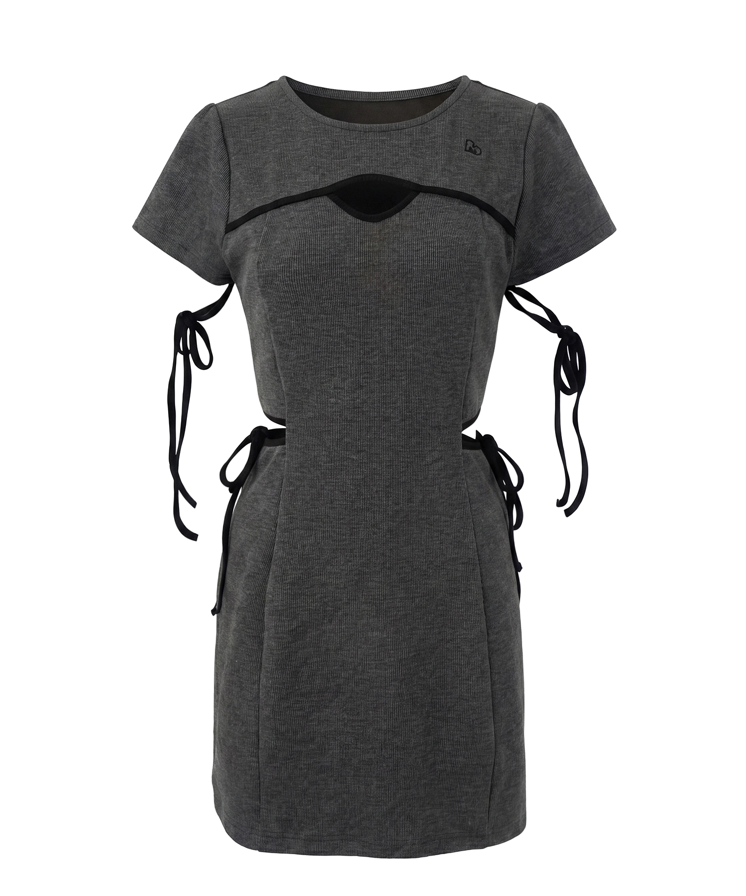 パイピングカットアウトワンピース / チャコール