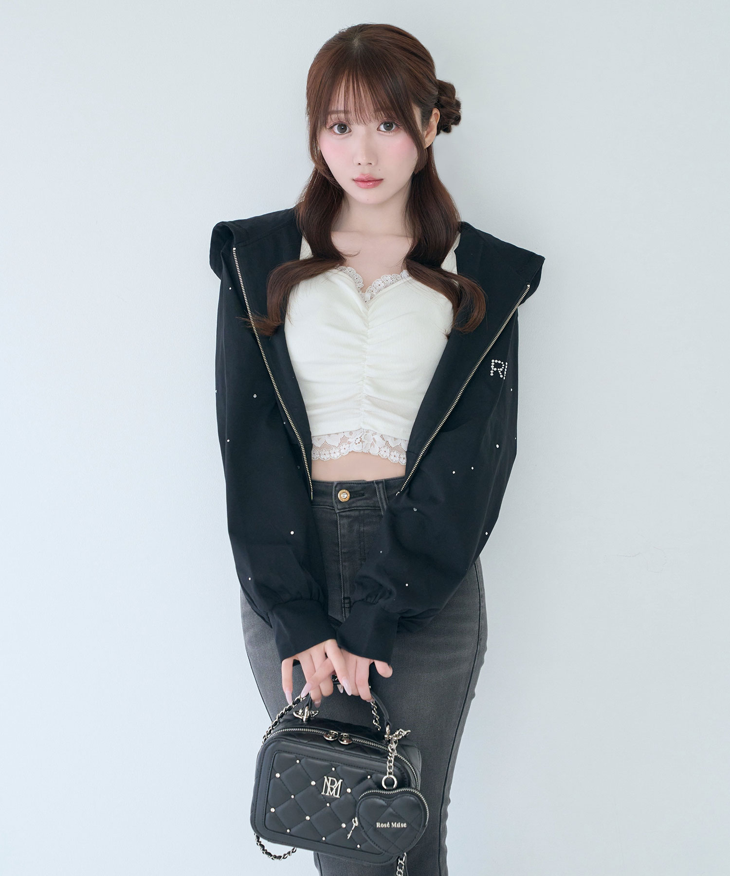 point vanity bag with heart pouch