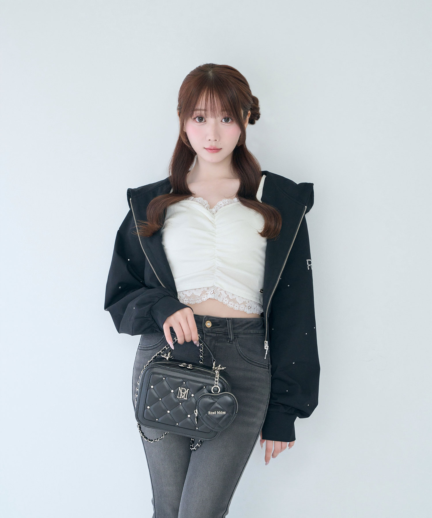 point vanity bag with heart pouch