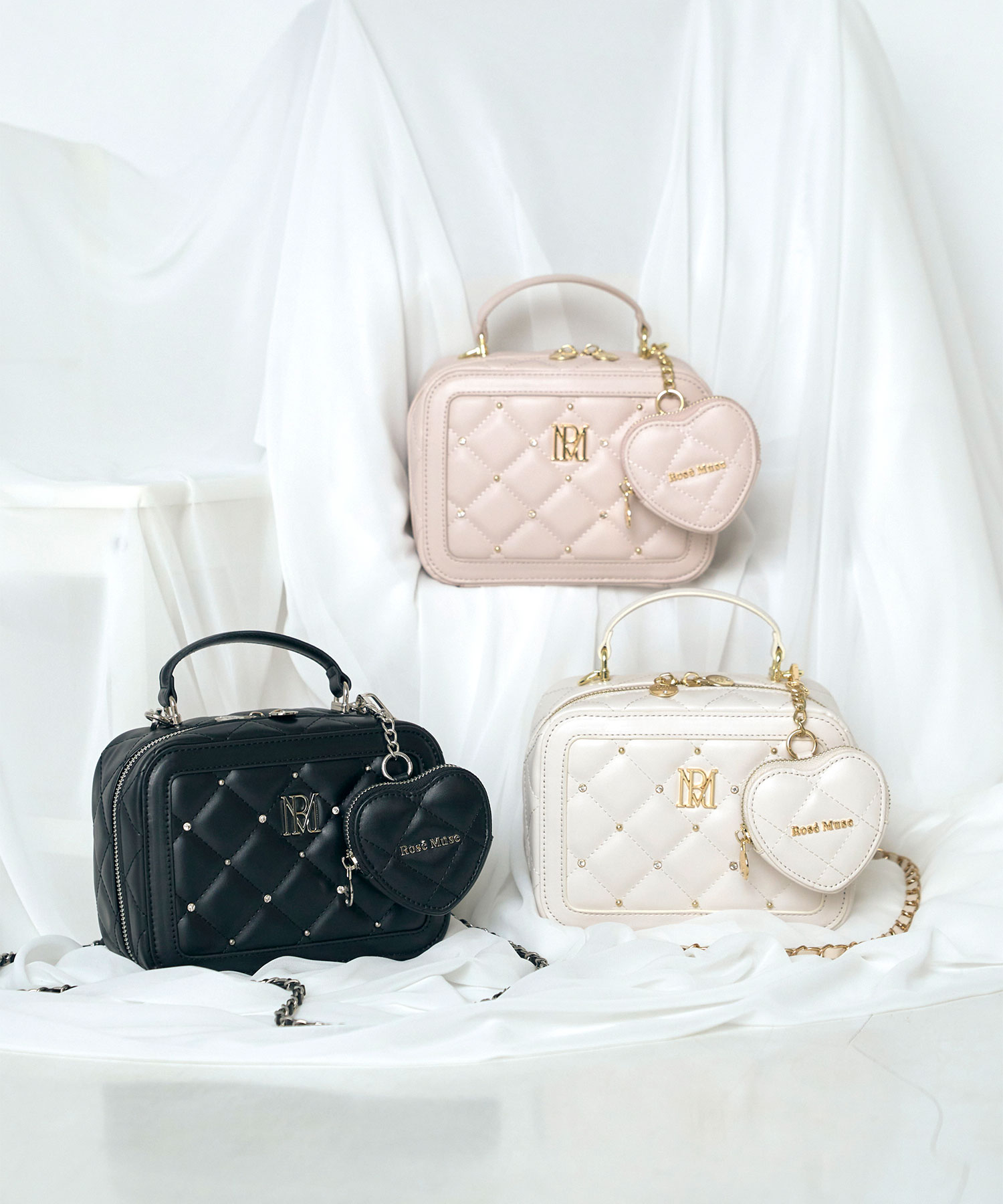 point vanity bag with heart pouch