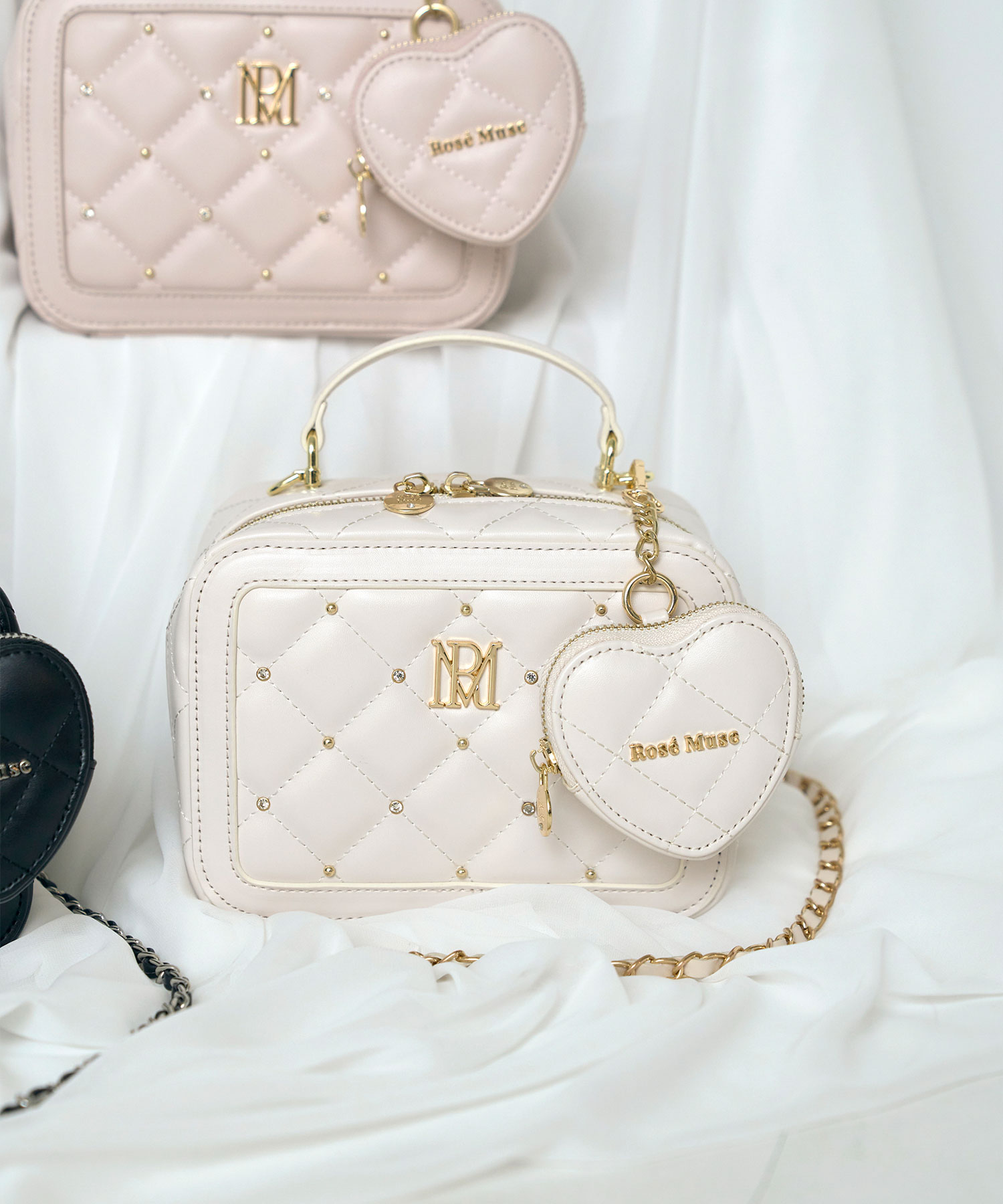 point vanity bag with heart pouch