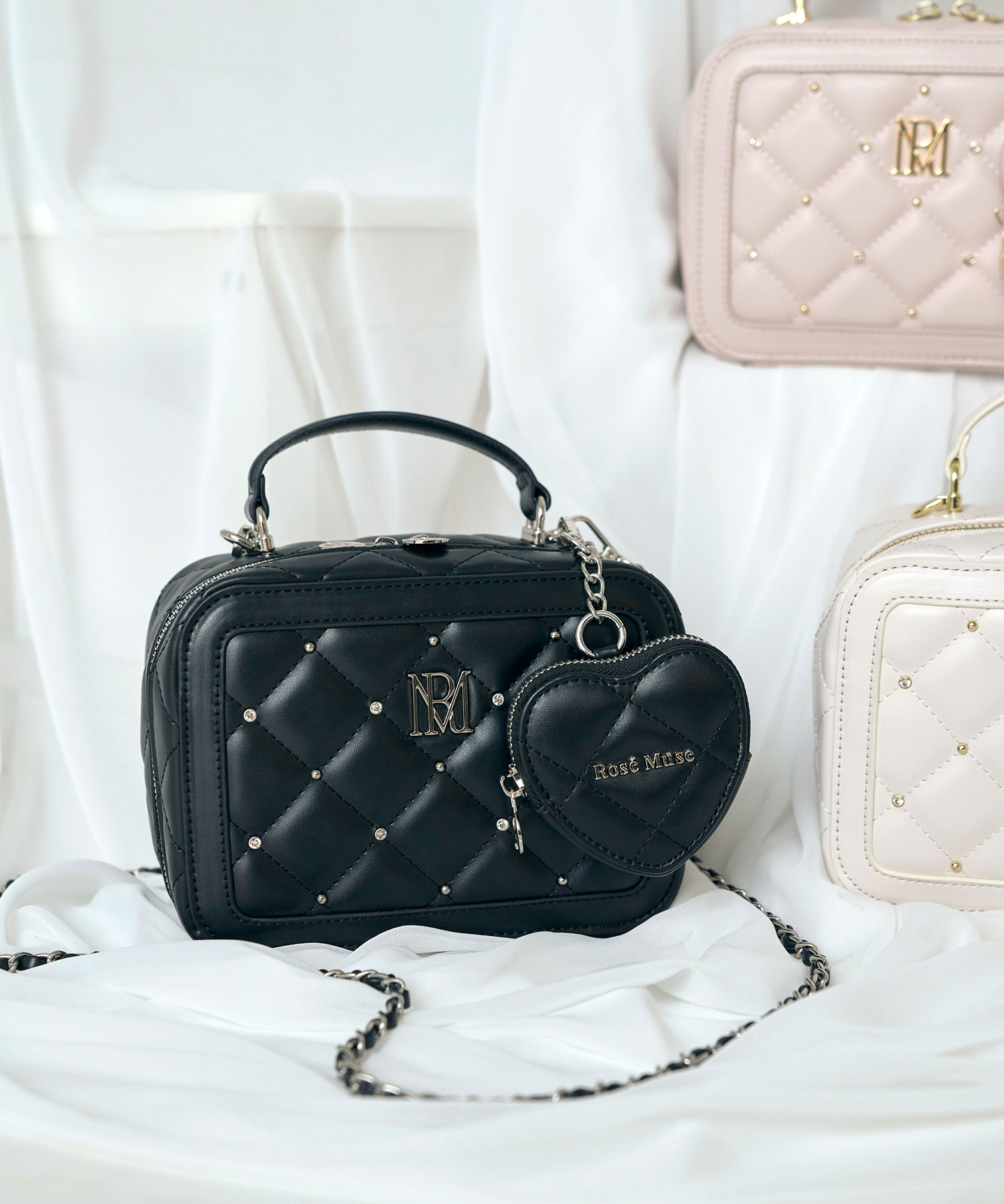 point vanity bag with heart pouch