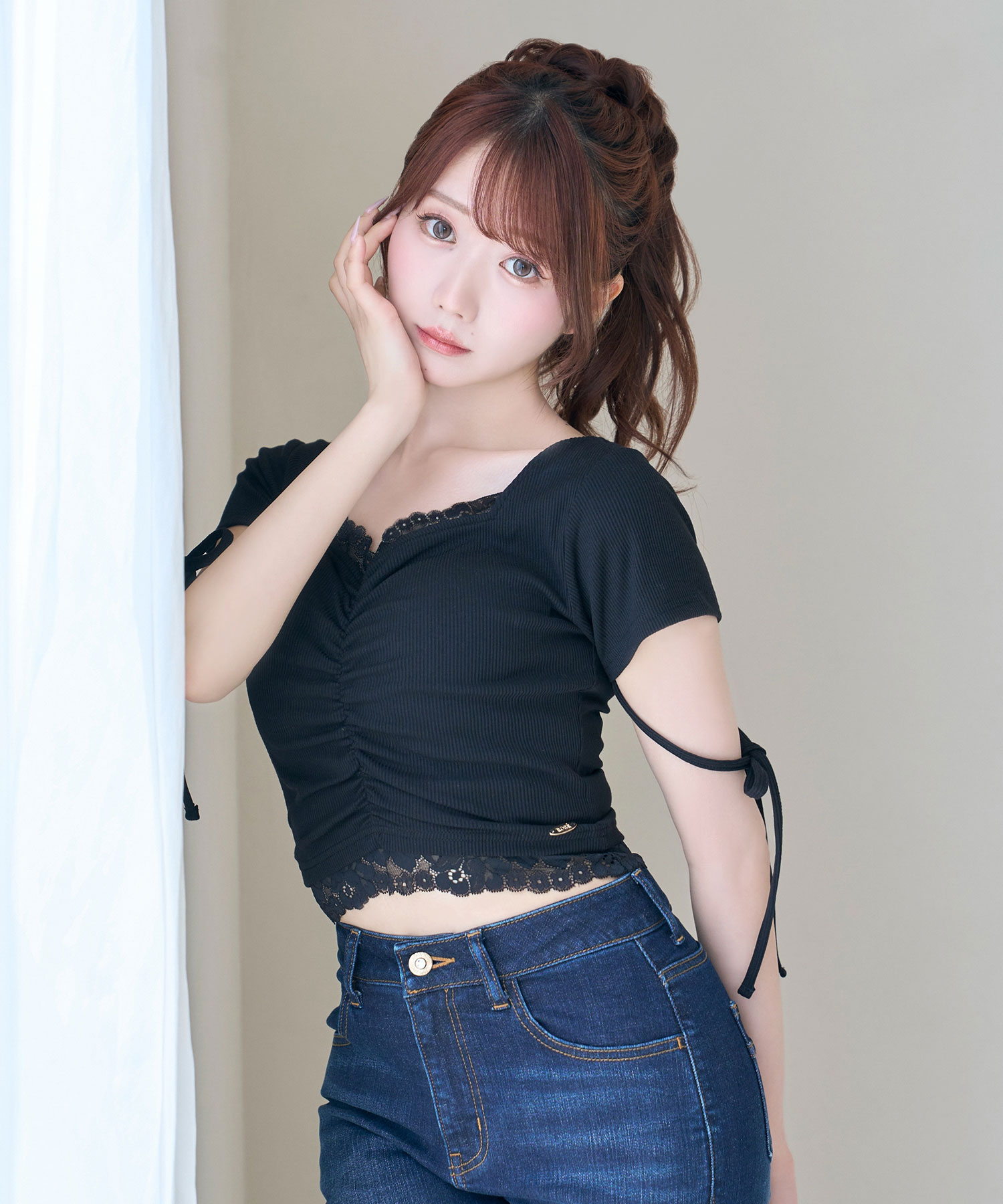 Lace shirring tops