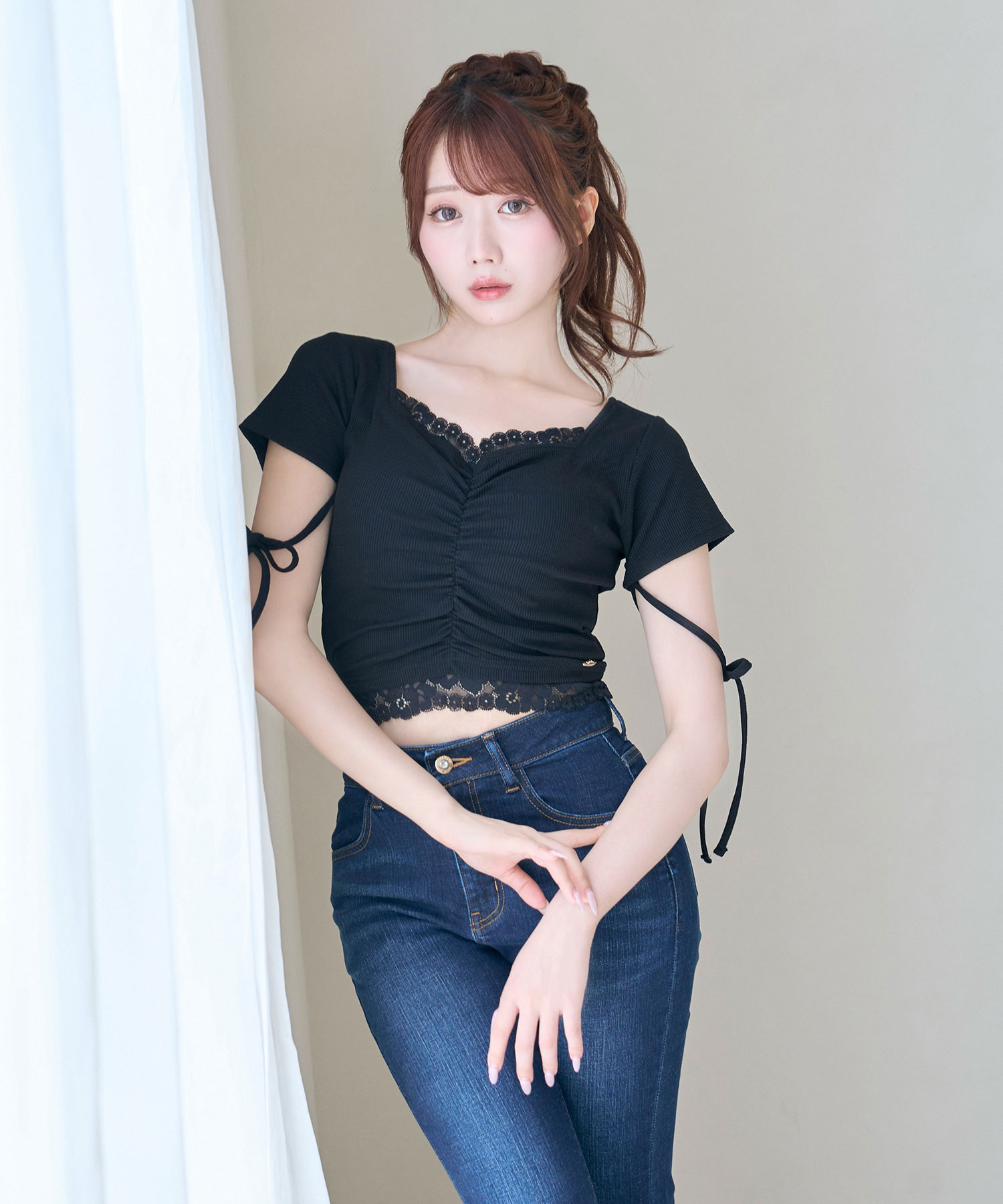 Lace shirring tops