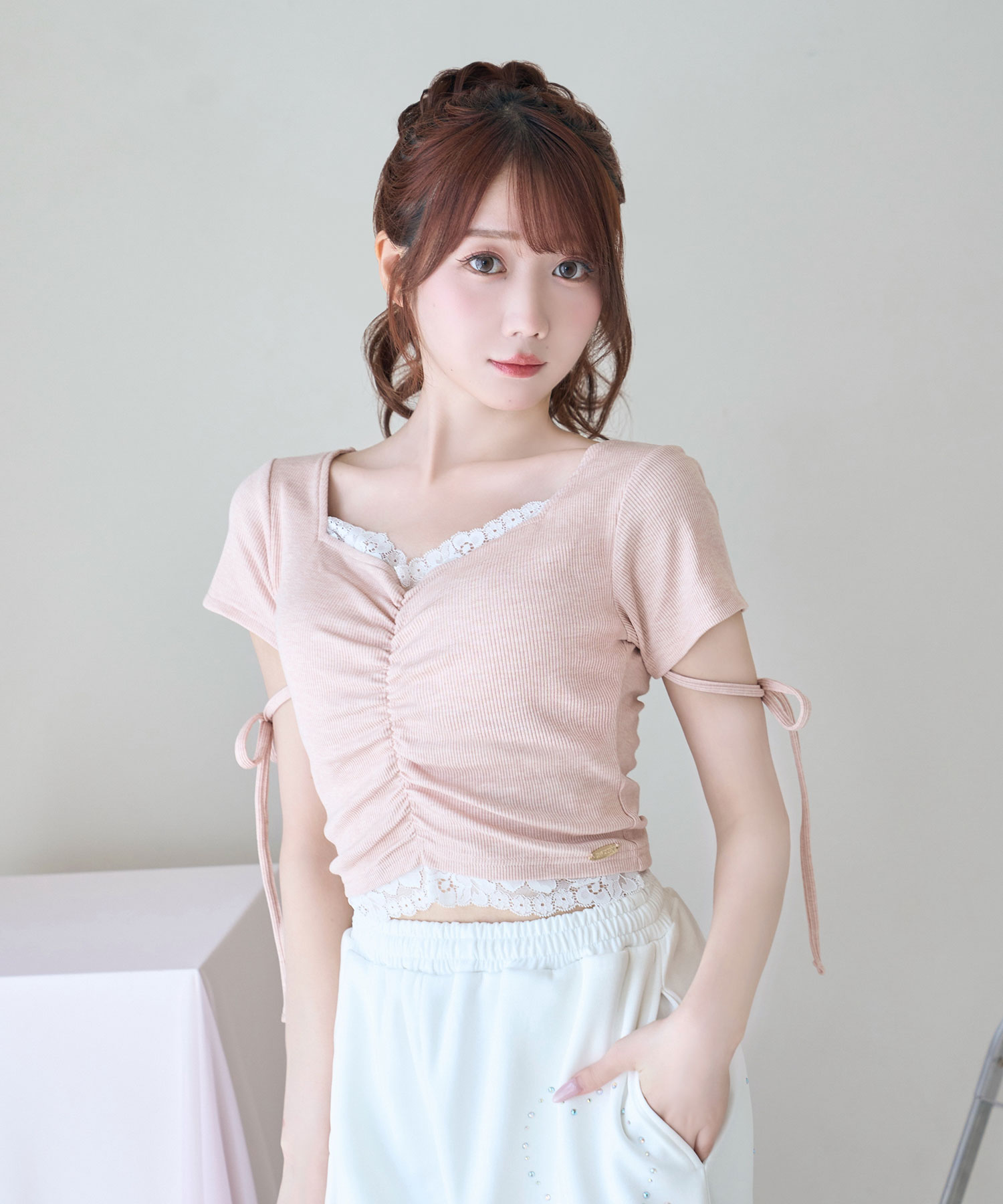 Lace shirring tops