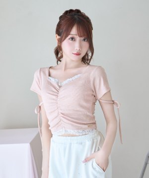 Lace shirring tops