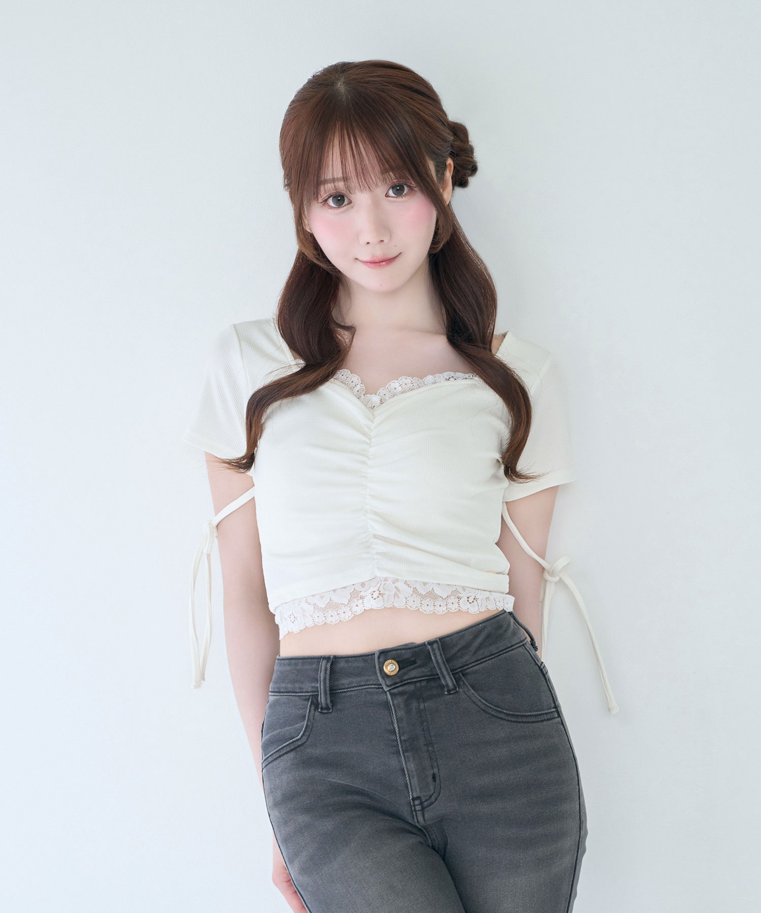 Lace shirring tops
