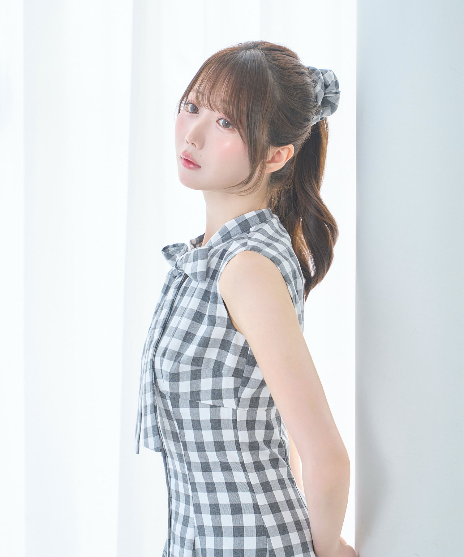 Gingham check ribbon dress