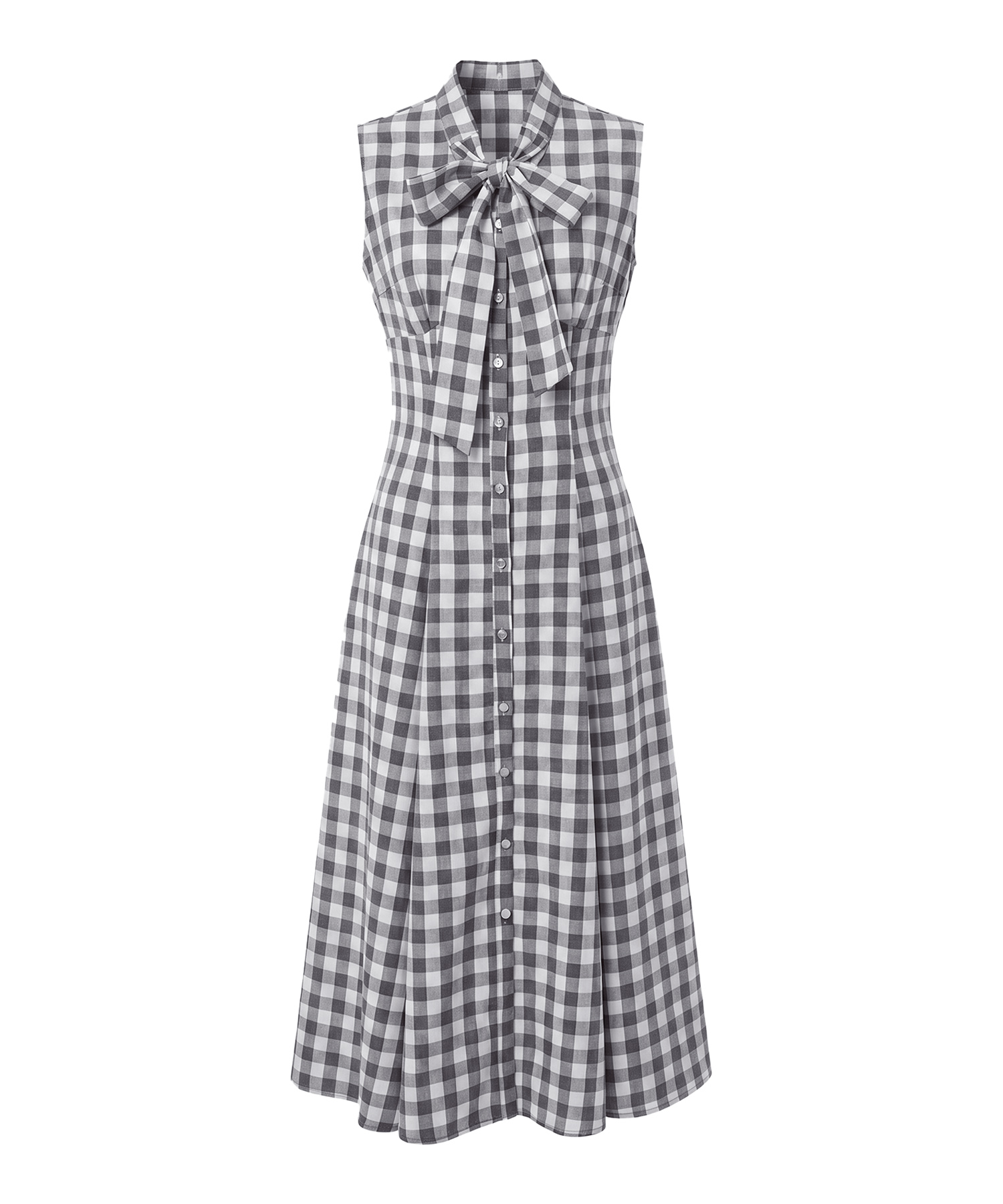 Gingham check ribbon dress