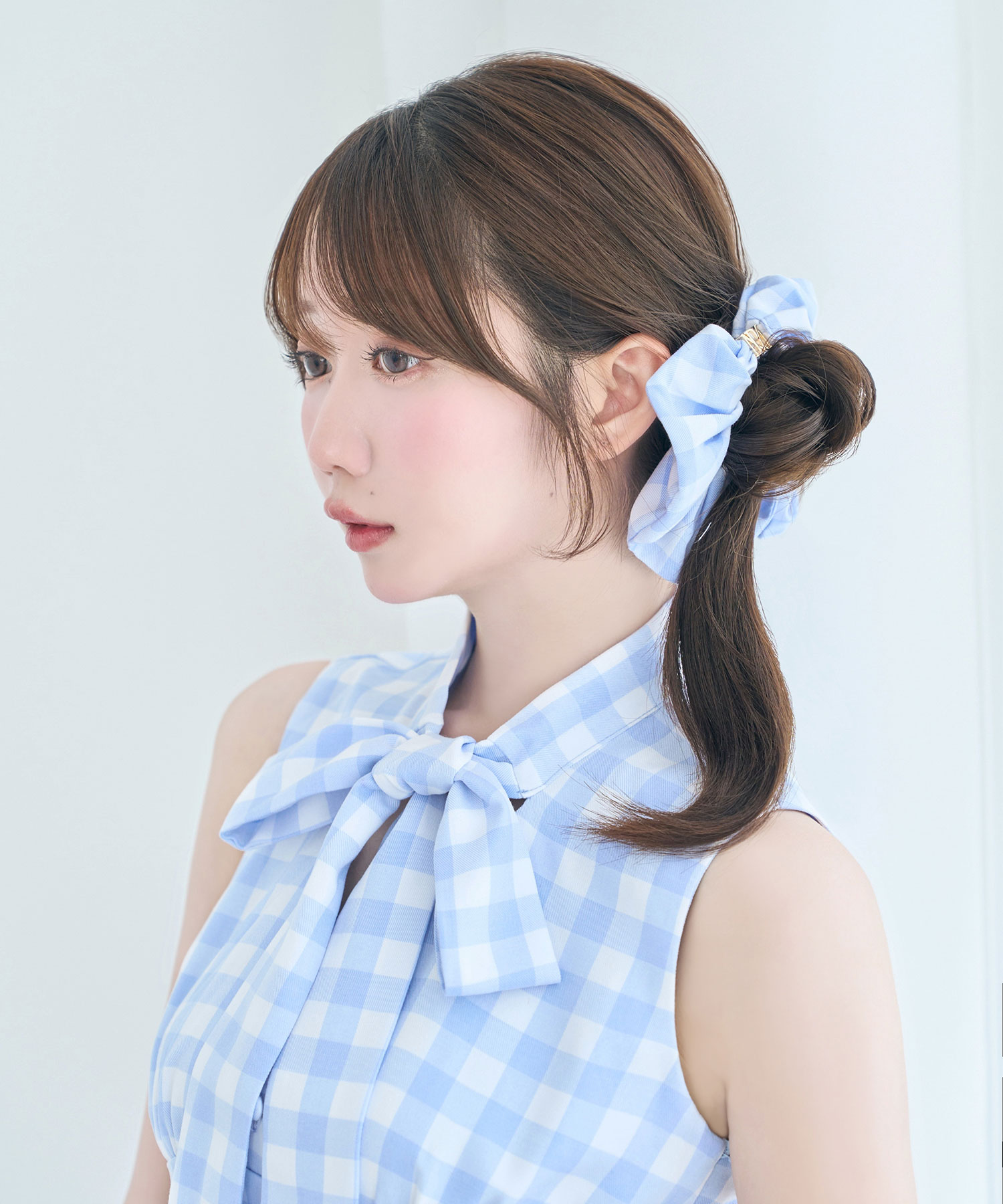 Gingham check ribbon dress