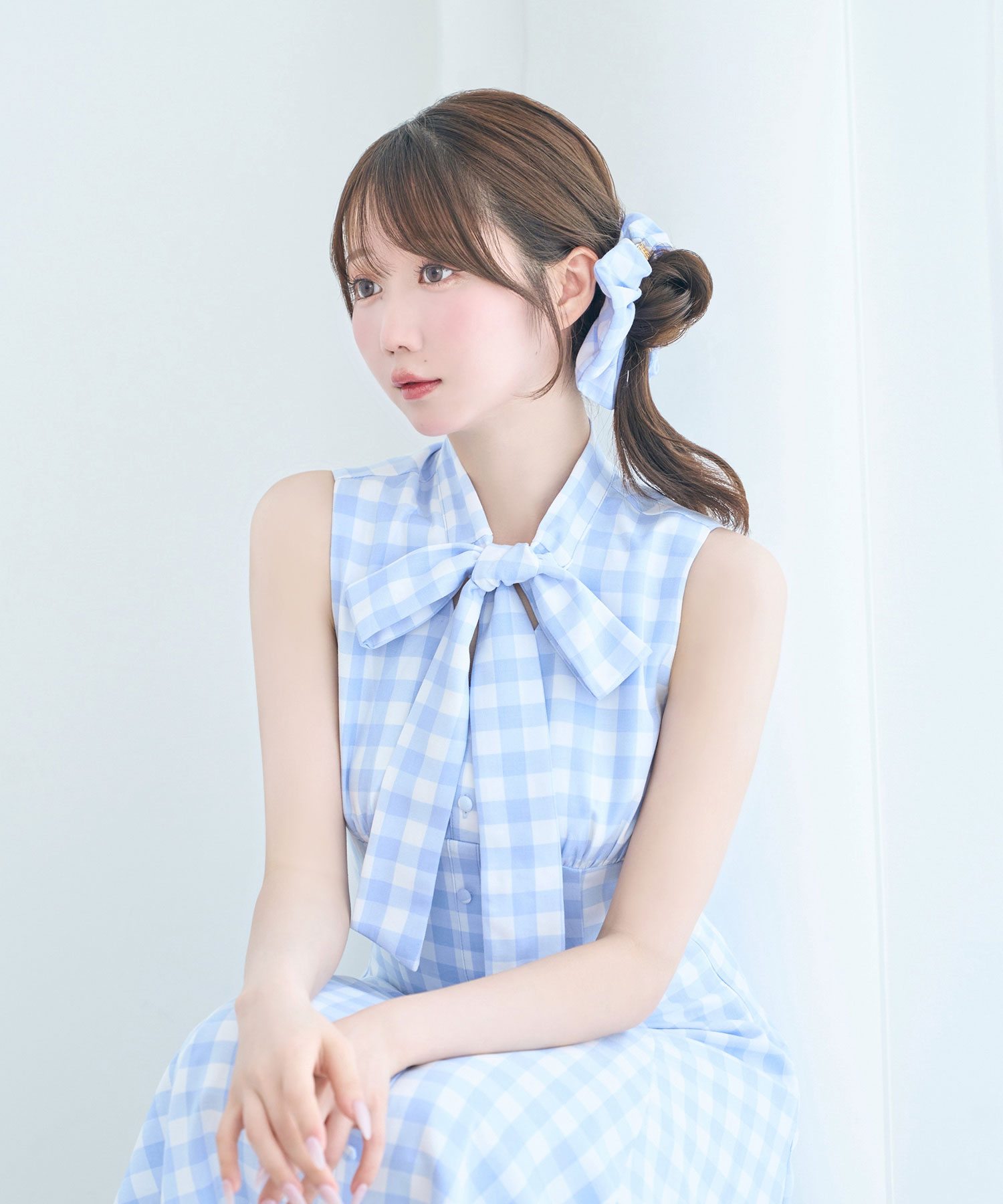 Gingham check ribbon dress