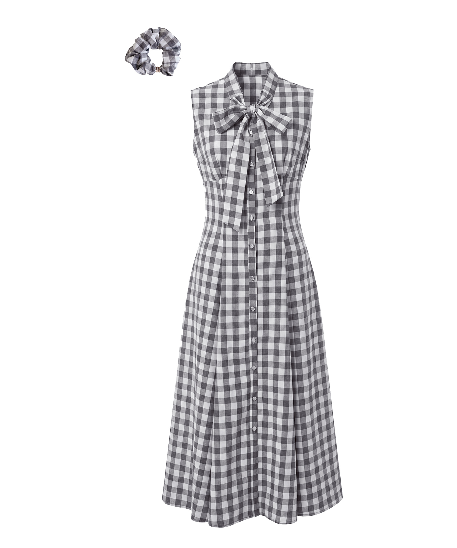 Gingham check ribbon dress