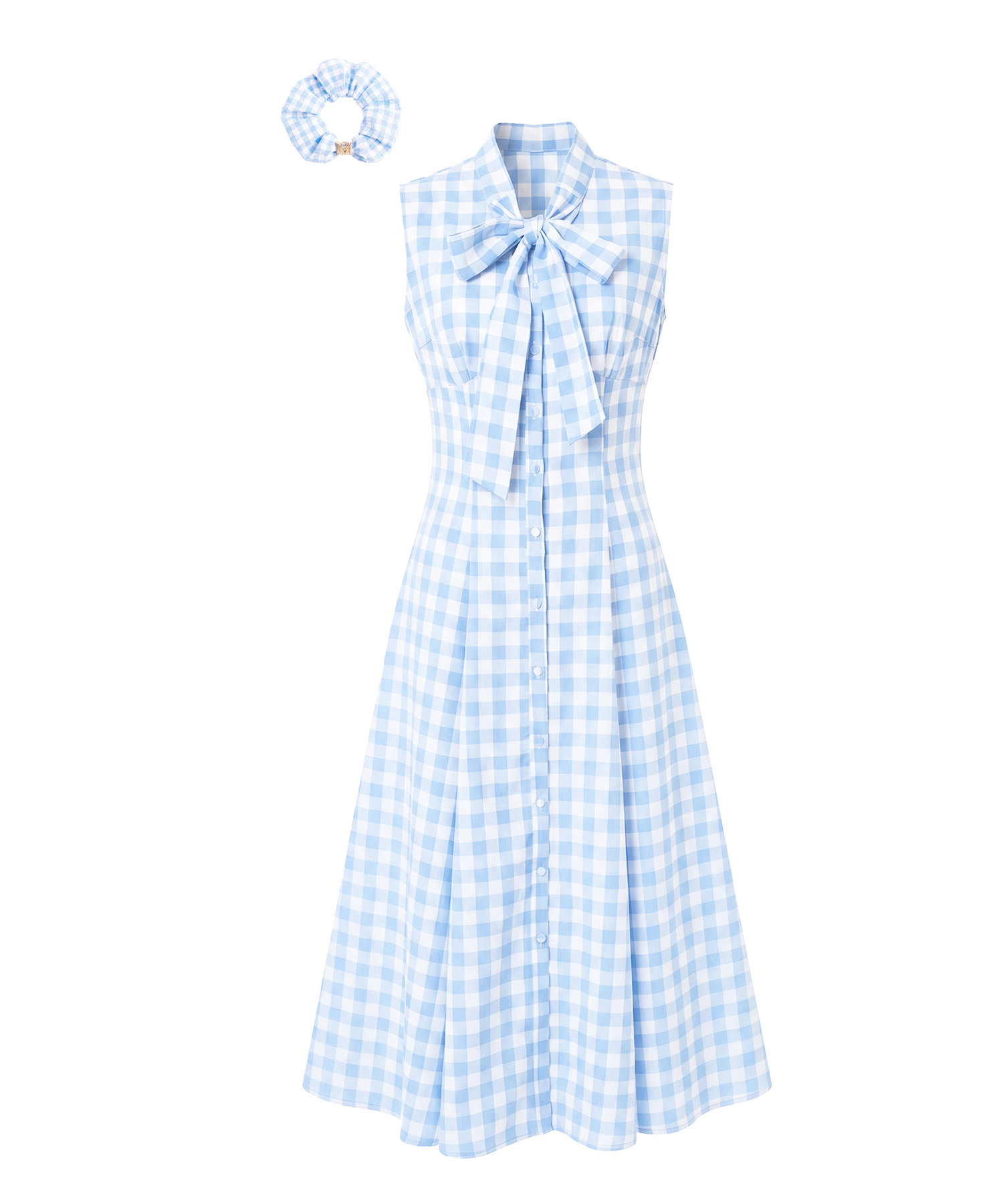 Gingham check ribbon dress