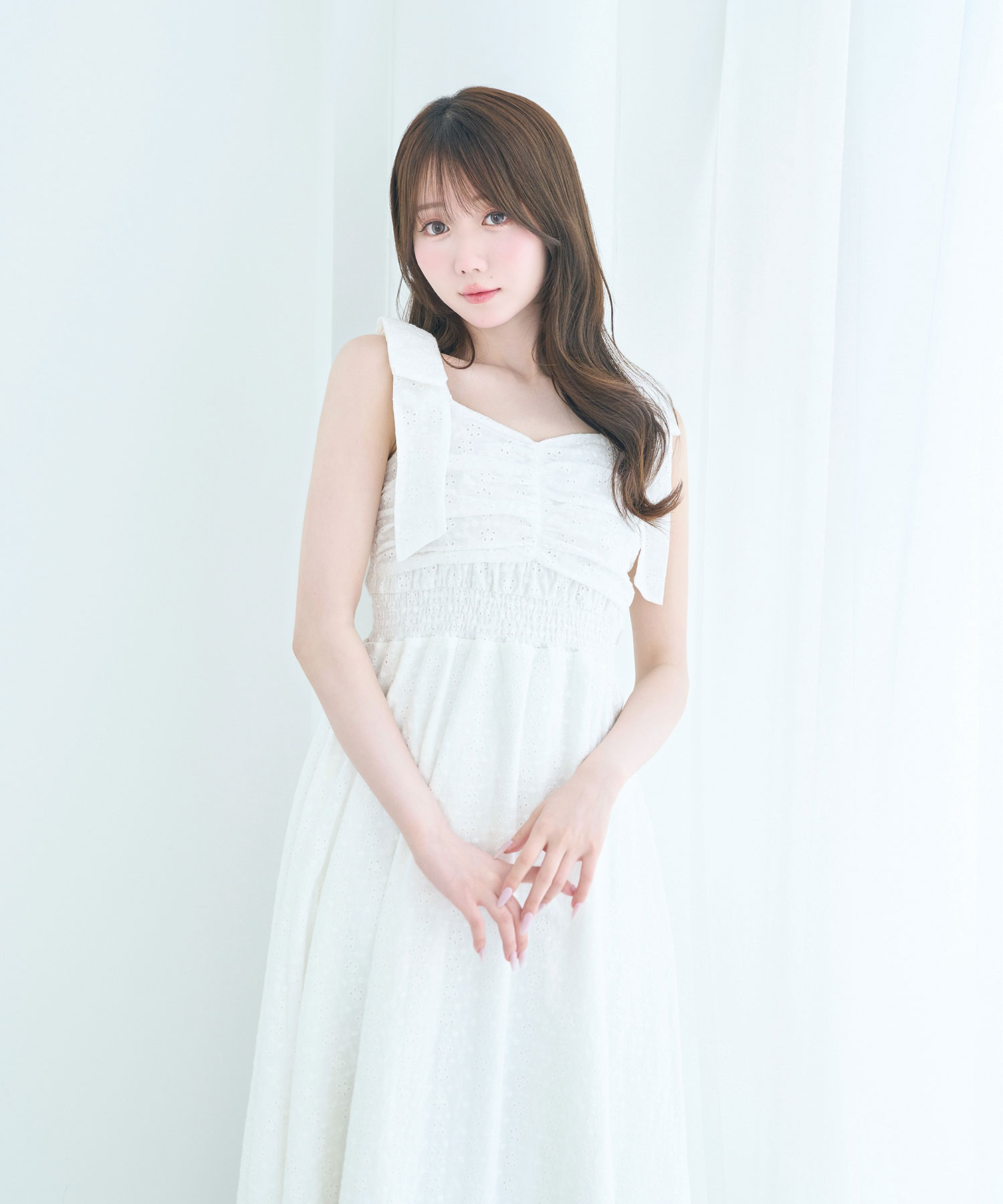 Cotton lace ribbon cami dress