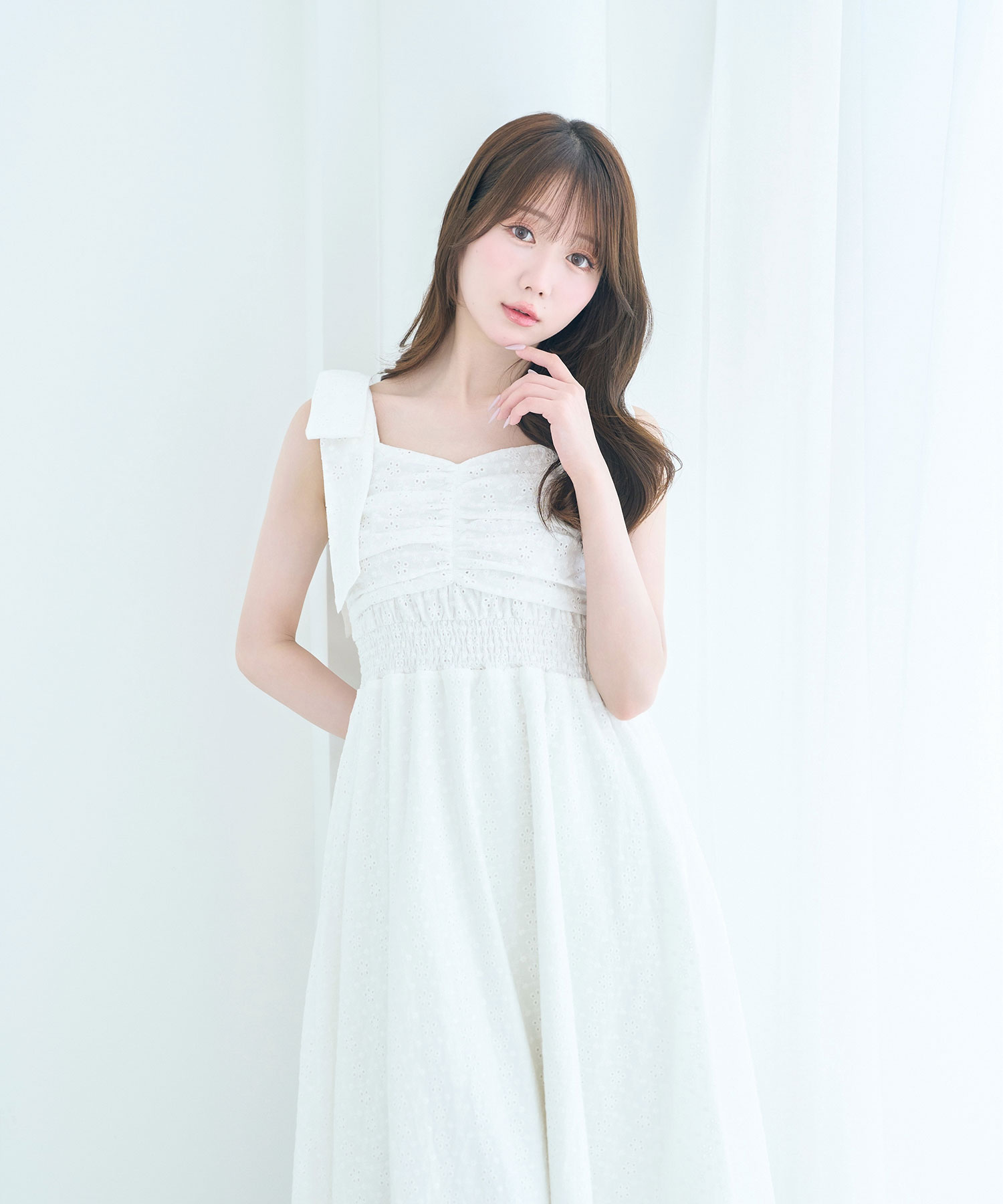 Cotton lace ribbon cami dress