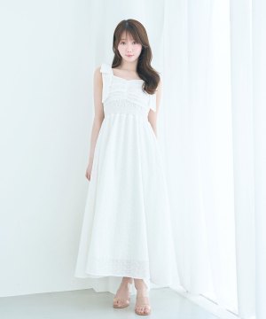 Cotton lace ribbon cami dress