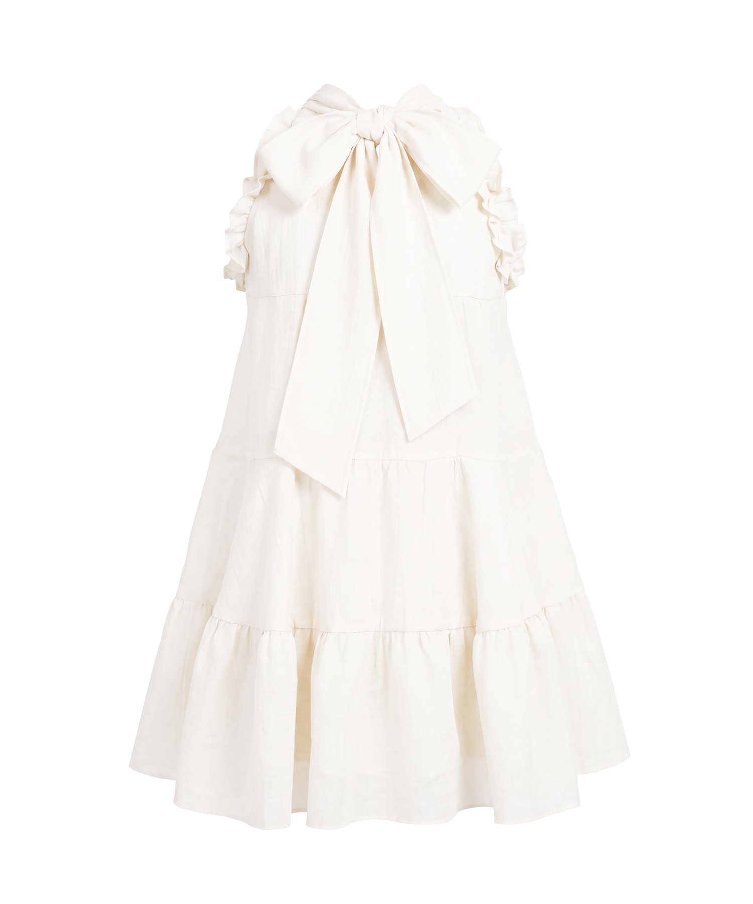 Sheer flare ribbon mini dress