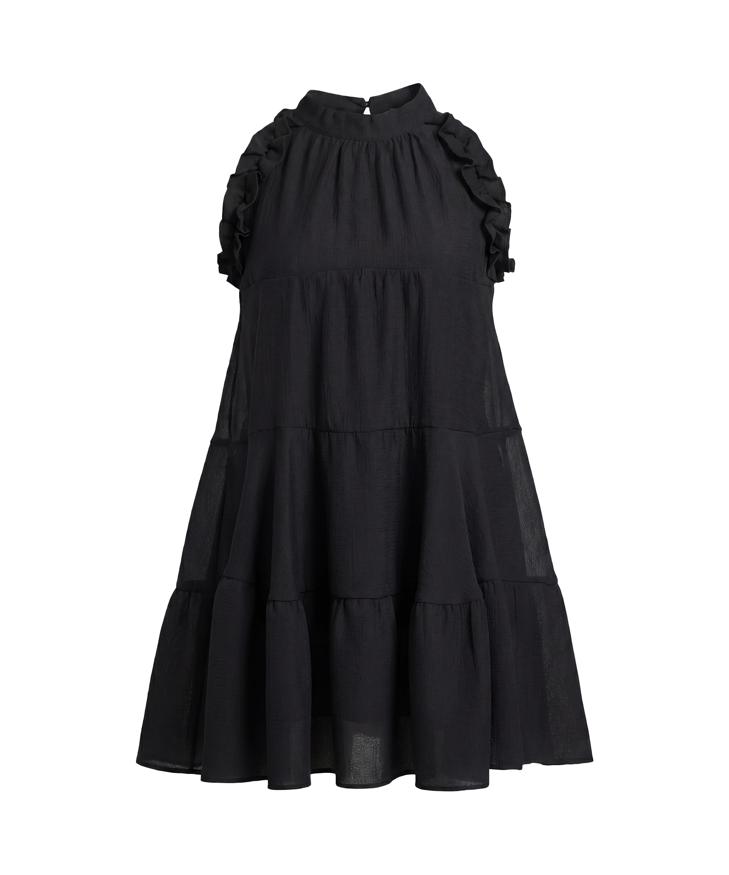 Sheer flare ribbon mini dress