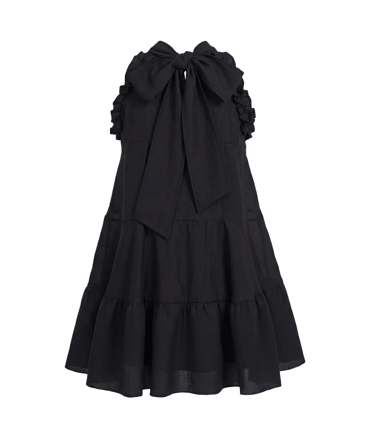 Sheer flare ribbon mini dress