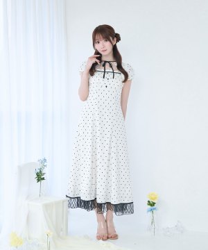 Piping puff sleeve dress