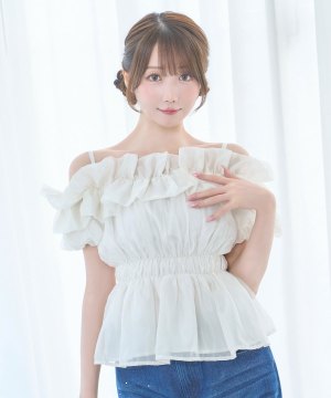 Sheer gather off shoulder tops