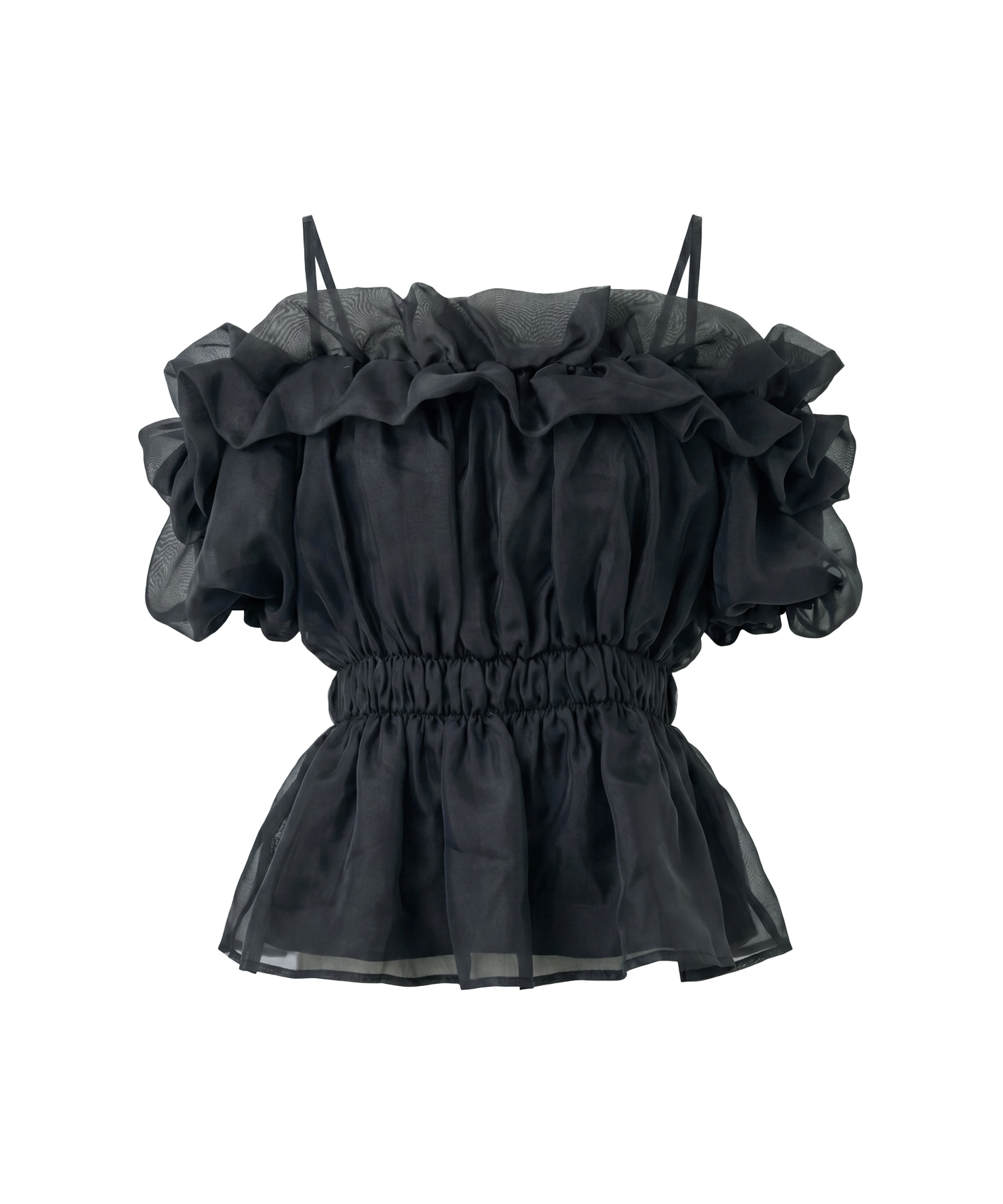 Sheer gather off shoulder tops